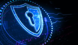 Keyhole inside a security badge icon